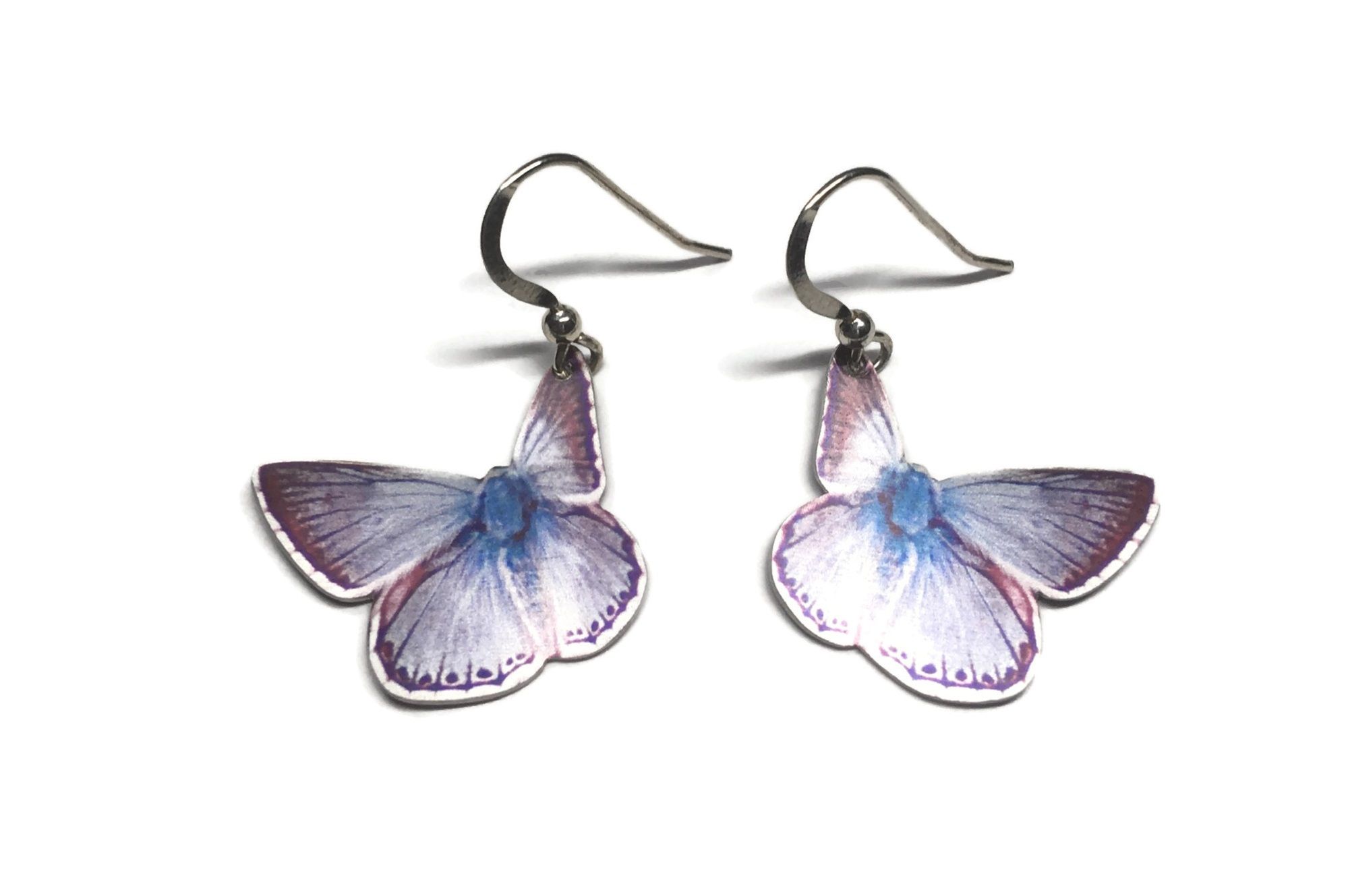 Chalk Hill Blue butterfly earrings by Photofinish Jewellery